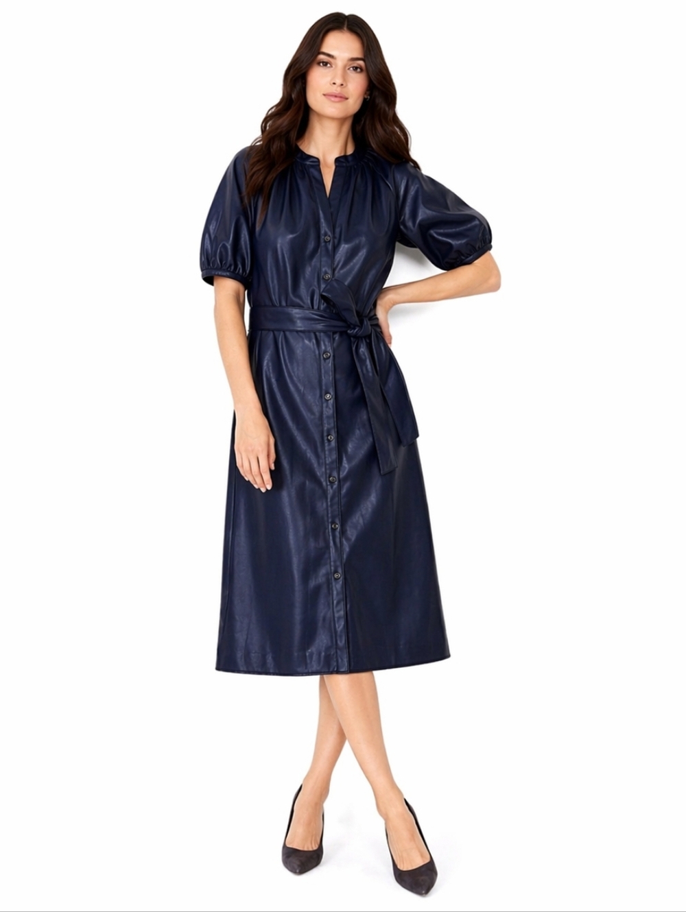 NWT Ann Taylor Faux‎ Leather Dress - Black -12p
